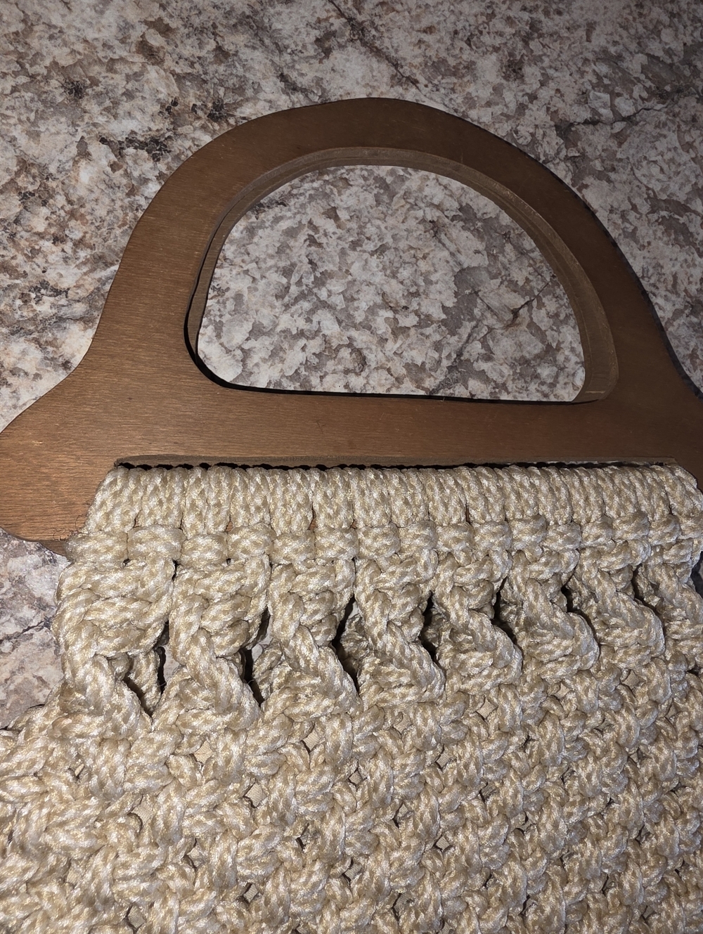 Vintage Handcrafted Macrame Cream Crochet Top-Handle Women's Bag - Picture 3 of 4